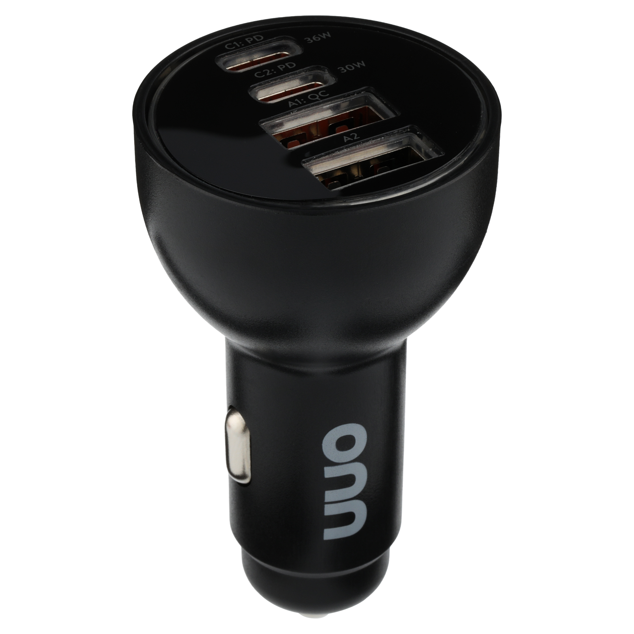onn 4-Port Fast Car Charger, Dual USB-C and USB