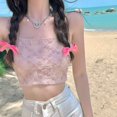 thumbnail image 1 of Camisola VISgogo a la moda para mujer, camisola salvaje con flores rosas, camisetas sin mangas con tirantes en el pecho, chalecos sin espalda, Tops cortos VISgogo moda, 1 of 2