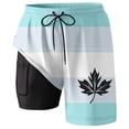 thumbnail image 2 of VNKIDY Men's Beach Shorts Gradient Stripe Swim Trunks With Built-In Liner Sketch Maple Leaf Print Elastic Drawstring Waist Quick Dry Shorts For BeachAnd Vacation Wear Trendy Bottoms, 2 of 4