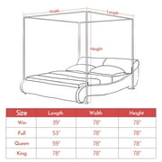 WOOW DEPOT 4 Corners Bed Mosquito Netting Canopy Frame Stainless Steel Post Twin Full Queen King Size