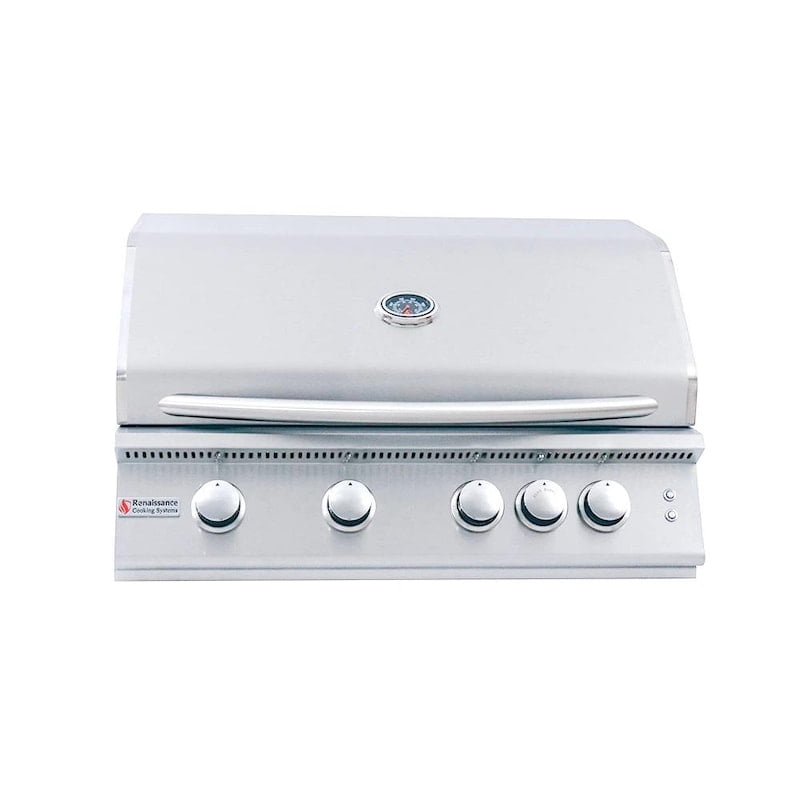 RCS Premier Series 32-Inch 4-Burner Built-In Natural Gas Grill With Rear Infrared Burner & Grill Lights - RJC32AL