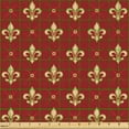 thumbnail image 2 of Ambesonne Fleur De Lis Fabric by the Yard Upholstery, Epideictic Monarch Art, 2 Yards, Vermilion and Mustard, 2 of 5