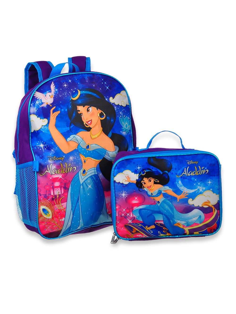 Disney Princess Jasmine Girls School Backpack Lunch Box Book Bag 5 Piece Aladdin