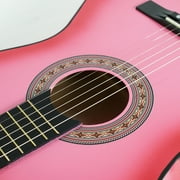 ZenStyle 38 Beginners Acoustic Guitar with Case, Strap, Tuner and Pick for Starter, Pink