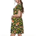 thumbnail image 2 of Rateoe Mushroom Leaf Pattern Women’s Short Sleeve Dress – Casual Elegant Summer A-Line Dress for Everyday Wear, 2 of 6