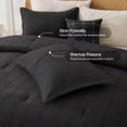 thumbnail image 3 of Regency Heights Waffle Weave Comforter Set, Full/Queen Size Textured Comforter Bed Set, 3-Piece Lightweight Bedding Set with Pillow Shams for All Season, Black, 3 of 9