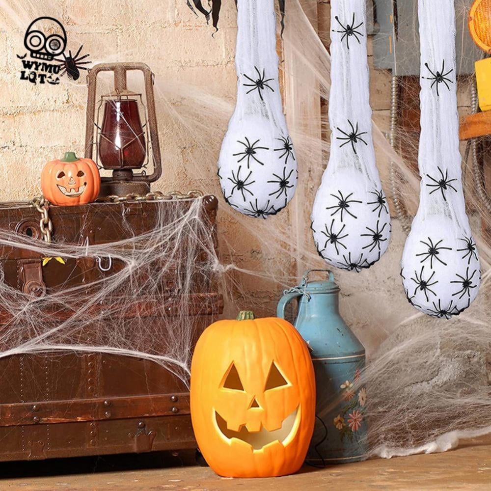 3 Large Halloween Decoration Lightup Premake Spider Hanging Egg Sacs