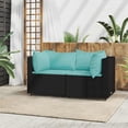 thumbnail image 1 of vidaXL Canapés d'Angle de Jardin avec Coussins 2 Pcs Noir Rotin Poly, 1 of 5