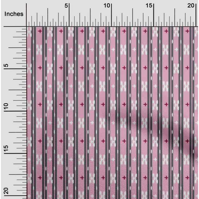 oneOone Polyester Lycra Fabric Stripe & Geometric Kasuri Fabric Prints By Yard 56 Inch Wide