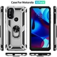 thumbnail image 4 of for Moto G Pure Phone Case, Moto G Power 2022 Case with HD Screen Protector, Military Grade Protective Cases with Ring for Moto G Pure (Silvery), 4 of 12