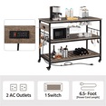 thumbnail image 4 of Yaheetech Rolling Kitchen Island with 3 Shelves and Power Outlets,Taupe Wood, 4 of 8
