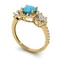 thumbnail image 2 of Three-Stone Engagement Ring for Women - 1.46ct Simulated Turquoise in 18K Yellow Gold Promise Ring, 2 of 6