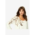 thumbnail image 5 of Roaman's Women's Plus Size Three-Quarter Sleeve Embellished Tunic, 5 of 6