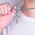 thumbnail image 3 of 925 Sterling Silver Genuine Rhinestone Cz Fast And Furious 7 Cross Charm Pendant Necklace For Men, 3 of 3