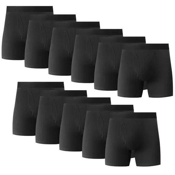 11PK Mens Cotton Boxer Briefs Tagless Comfort Flex Underwear With Opening Fly