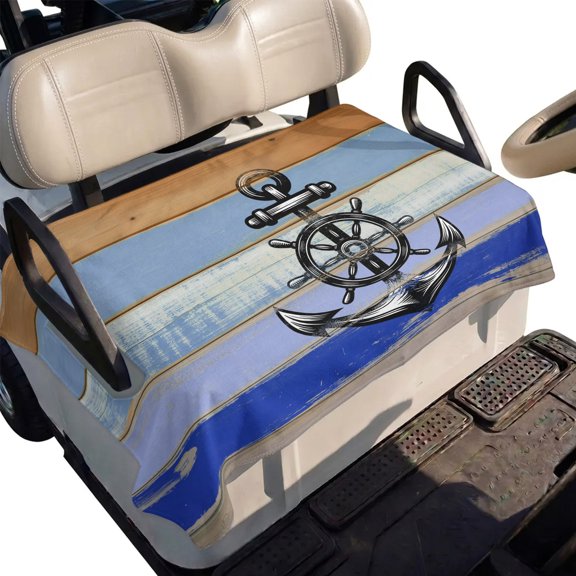 Golf Cart Seat Cover Nautical Anchorr Club Car Golf Cart Seat Covers Soft Absorbent Golfcart Towel Blanket Rustic Blue Wood Adventurous Spirit Golf Seat Covers for Cart Fits 2 & 4 Passenger 51"x31"