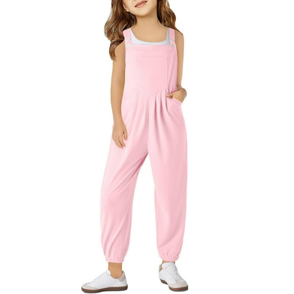 Girls' Jumpsuits Rompers Cute Summer Clothes Loose Rompers Adjustable Wide Leg Jumpsuit Girls Fashion 11-12 Years Girls Fashion
