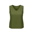 thumbnail image 6 of ClodeEU Women's V Neck Sleeveless Linen Tank Top, Casual Loose Fit Summer Lightweight Blouse Army Green,Women's Plus L, 6 of 7