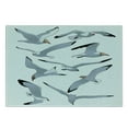 thumbnail image 3 of Seagulls Cutting Board, Seagulls in Flight Facing Different Positions Simplistic Cartoon Drawings Print, Decorative Tempered Glass Cutting and Serving Board, Small Size, Black White, by Ambesonne, 3 of 5