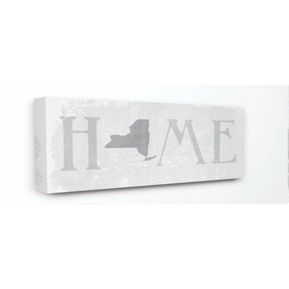 Stupell Industries New York Home State Map Grey Neutral Textured Word Design Canvas Wall Art by Daphne Polselli