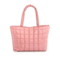 thumbnail image 2 of Gustave Quilted Tote Bag for Women Padding Puffer Shoulder Bag Carryall Handbag Trendy Lightweight Large Capacity Puffy Hobo Purse for Travel Gym Work - Pink, 2 of 8