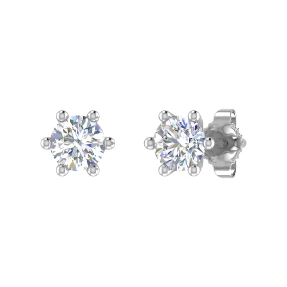0.40 Carat 6-Prong Set Diamond Stud Earrings in 14K White Gold