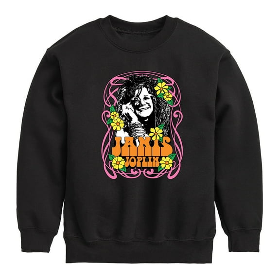 Janis Joplin -  Flowers - Toddler And Youth Crewneck Fleece Sweatshirt