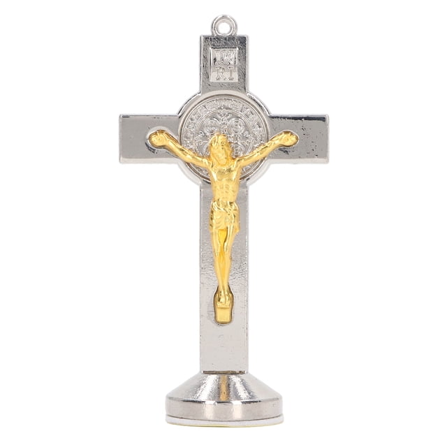 Crucifix, Crucifix Debout Compact en Alliage de Zinc pour la Maison