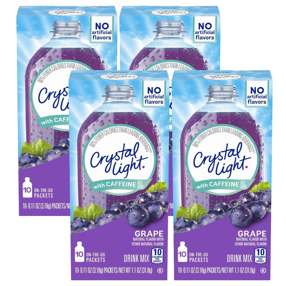 Crystal Light Grape OnTheGo Powdered Drink Mix with Caffeine, 10 ct