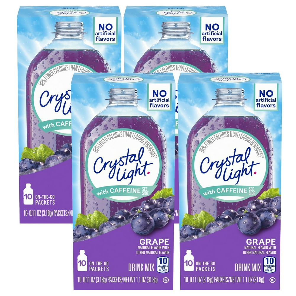 Crystal Light Grape OnTheGo Powdered Drink Mix with Caffeine, 10 ct