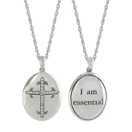 Brilliance 925 Sterling Silver Simulated White Diamond Pendant with 18" Chain