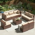thumbnail image 2 of Techmilly Patio Furniture Sets, Modular Rattan Outdoor Sectional Furniture, Wicker Conversation Set for Backyard,9PCS, 2 of 7