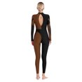 thumbnail image 2 of Nyeemya Full Body Leotard for Adult Womens Gymnastic Biketard Long Sleeve Dance Bodysuit Dancewear Brown M, 2 of 7