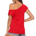 thumbnail image 4 of Pompotops Fashion Woman Causal Cold Shoulder Printing Blouse Short Sleeve T-Shirt Summer Tops, 4 of 5
