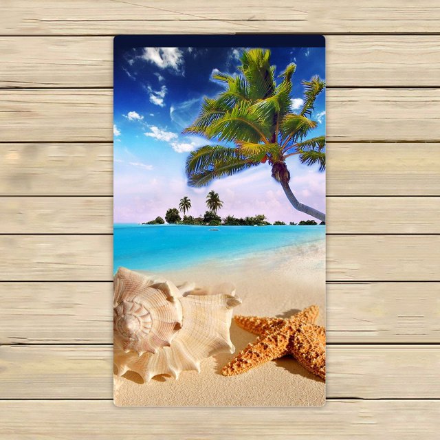Toalla de playa ABPHQTO estrella de mar playa de verano vida marina tropical palmera caracola 40x70 cm