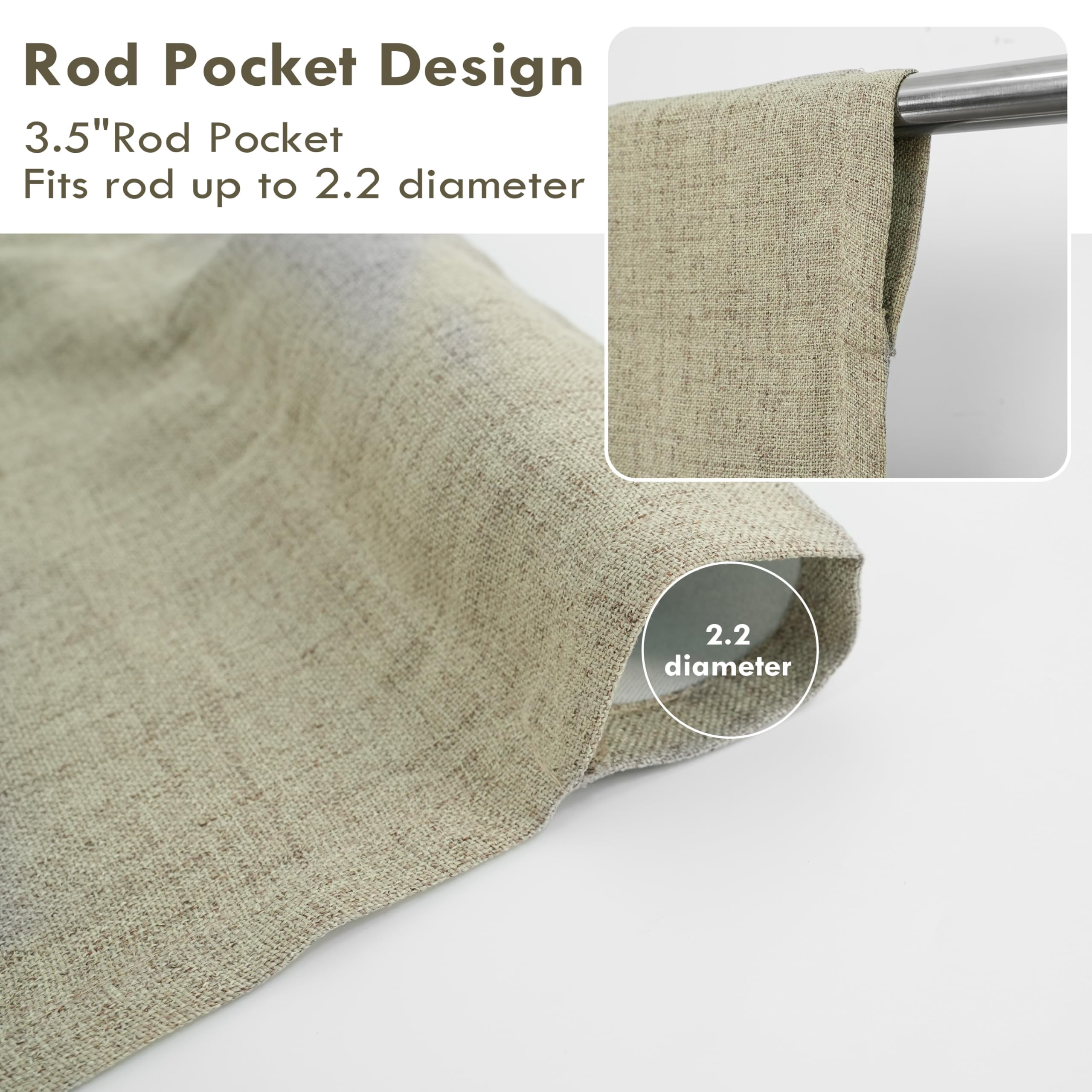 DriftAway Double Layer Linen Blackout Tie Up Curtains Thermal Insulated Fully Lined Balloon Roman Shade Bathroom Window Adjustable Rod Pocket for Small Window 25 Inch by 47 Inch Light Khaki Linen