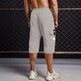 thumbnail image 4 of VV AVEORS Men'S Cargo Shorts Below Knee Lightweight Drawstring Waist Long Shorts Work Pants Multi Pockets Capri Hiking Pants Light Gray 3XL, 4 of 4