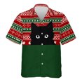 thumbnail image 3 of Camisa hawaiana con estampado 3D de Papá Noel y renos para hombre, camisas hawaianas informales de manga corta para fiestas navideñas, 3 of 5