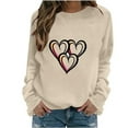 thumbnail image 2 of Visit the JURANMO Store Valentine's Day Sweatshirts for Women Heart Print Long Sleeve Crew Neck Pullover Tops Cute Valentines Sweatshirt Khaki S, 2 of 4