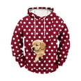 thumbnail image 6 of Lcziwo Mens Dog Pouch Sweatshirt Long Sleeve Pet Pouch Sweatshirt Unisex Casual Loose Polka Dot Print Pullover Fall Fashion Clothes Wine,XL, 6 of 6