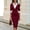 Wine Red, variant on Morttic Women's Contrast Collar 3/4 Sleeve Bodycon Midi Dress – Slim Pencil Elegant Formal Office Dress Business Casual Outfit Wine Red,S