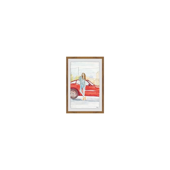 Red Flashing Car Framed Painting Print