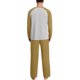 thumbnail image 4 of Conjunto de pijama informal de estilo masculino, camisa de manga larga con cuello redondo y cordón en la cintura, pantalones largos holgados para el hogar, pantalones cortos de manga corta de poliéste, 4 of 7