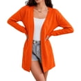 thumbnail image 2 of uublik Jackets for Women Trendy Orange Outdoor Open Front Casual Long Fall Winter Coat with Pockets, 2 of 5