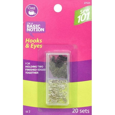 - Dritz Sewing 101 Hooks & Eyes Size 2 20/Pkg-Black & Nickel