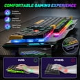 thumbnail image 3 of Teclado para Juegos con 104 Teclas RGB Iluminadas, Panel Totalmente Metálico E Impermeable IPX3 con Reposamuñecas Desmontable - Teclado con Cable USB para Computadora con Windows PC Gamer, Negro y Gr, 3 of 7