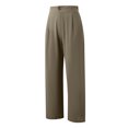 thumbnail image 3 of Women's cotton and linen casual straight wide-leg loose drawstring elastic waist trousers, 3 of 9