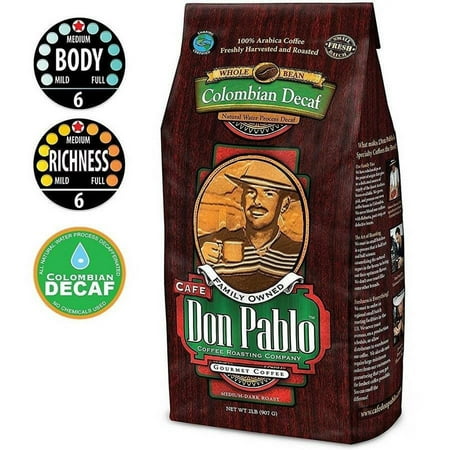 Cafe Don Pablo Colombian Decaf Medium-Dark Roast Whole Bean Coffee 2LB