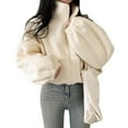 thumbnail image 3 of Women Fleece Zip Up Jacket Cute Y2K Winter Warm Trendy Crop Coat Shacket Outerwear Aesthetic Clothes Color M, 3 of 9