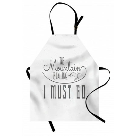 

Adventure Apron Inspirational Typography Design Hiking Woods Mountains Call of the Nature Theme Unisex Kitchen Bib Apron with Adjustable Neck for Cooking Baking Gardening Grey White by Ambesonne